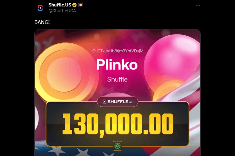 Twitter 130K Shuffle Cash Plinko Win